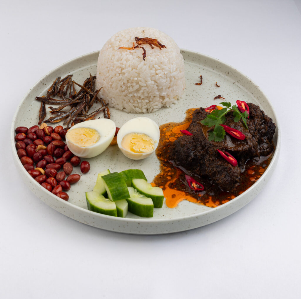 Nasi Lemak with Beef Rendang